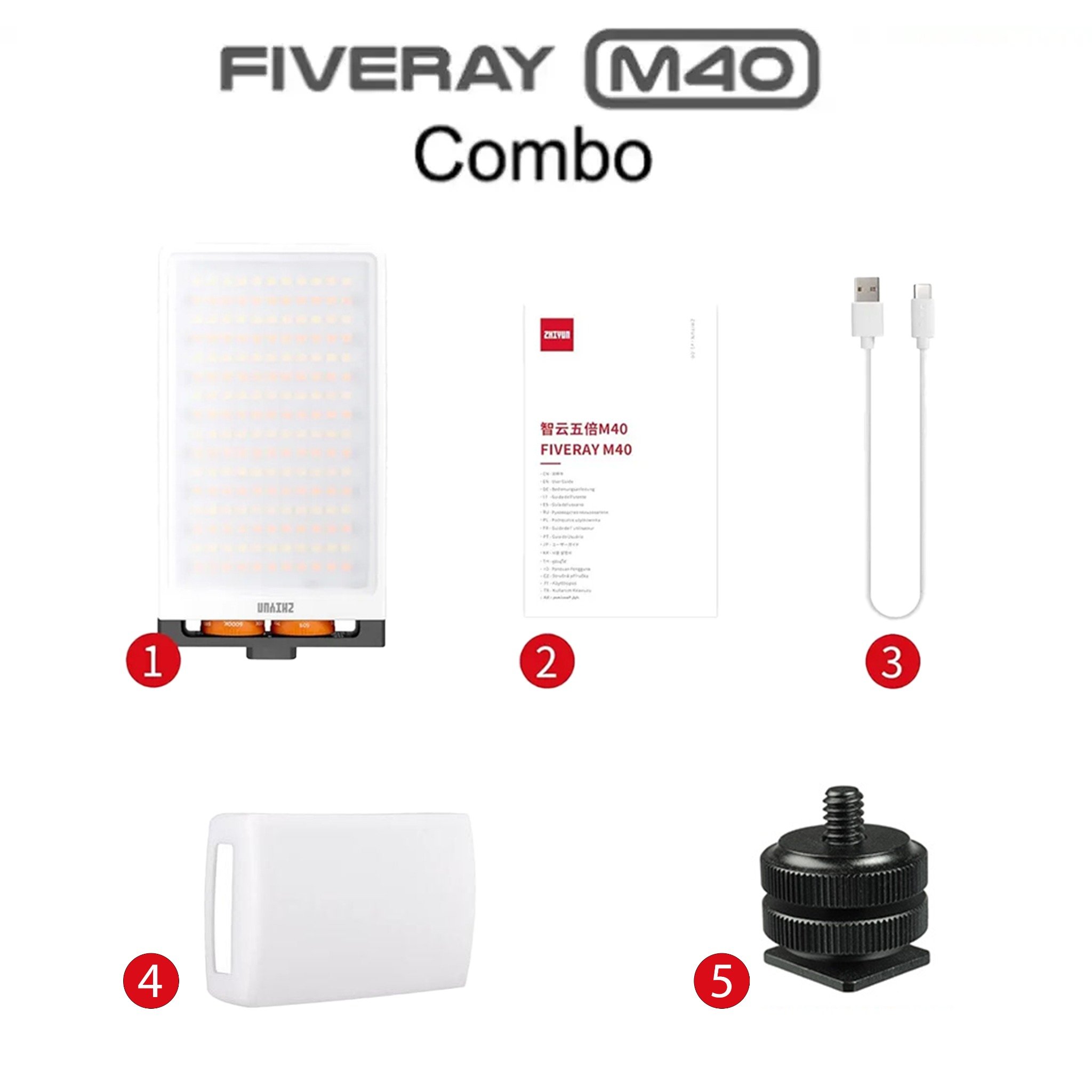 Đèn LED cầm tay Zhiyun Fiveray M40 Combo - FULL VAT