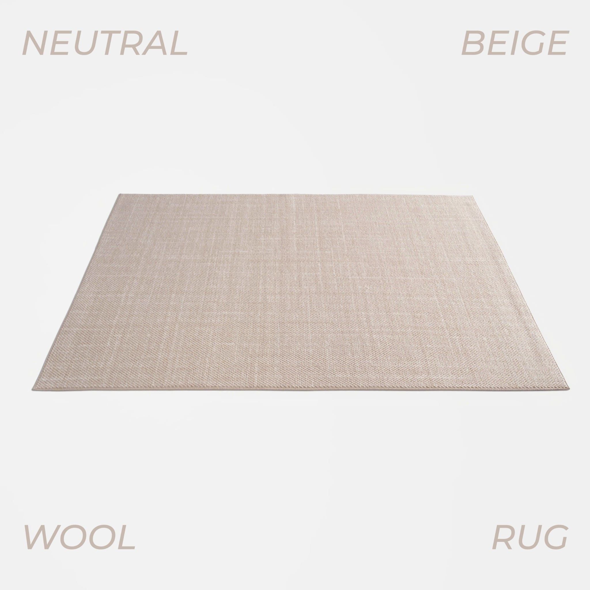  Neutral Beige Wool Rug 
