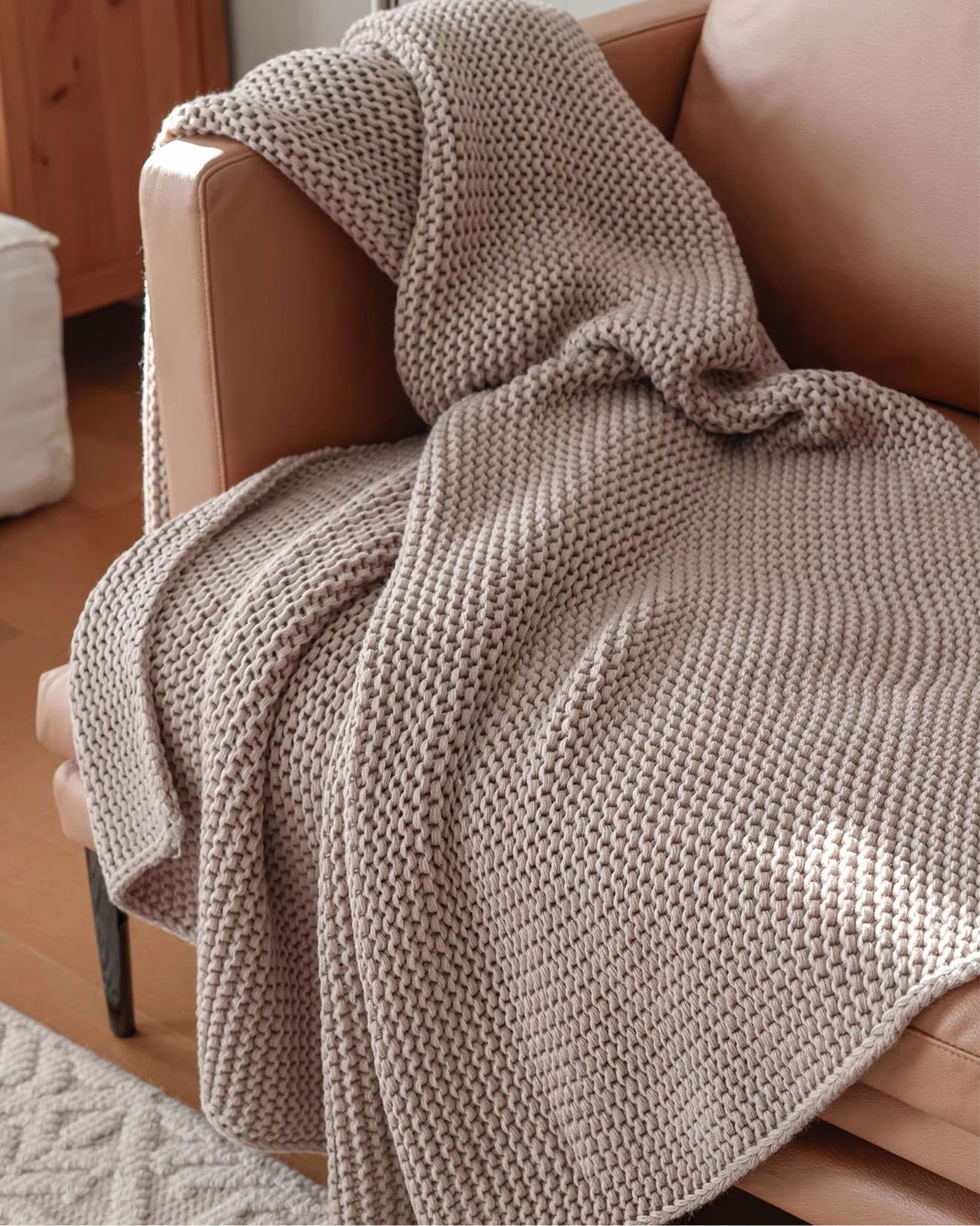  Weave Knit Throw - Brown 