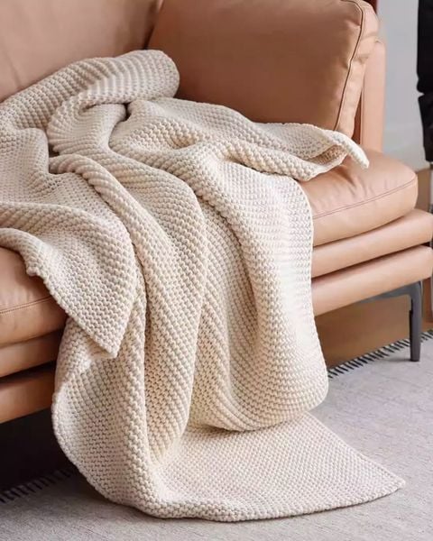  Weave Knit Throw - Off White 