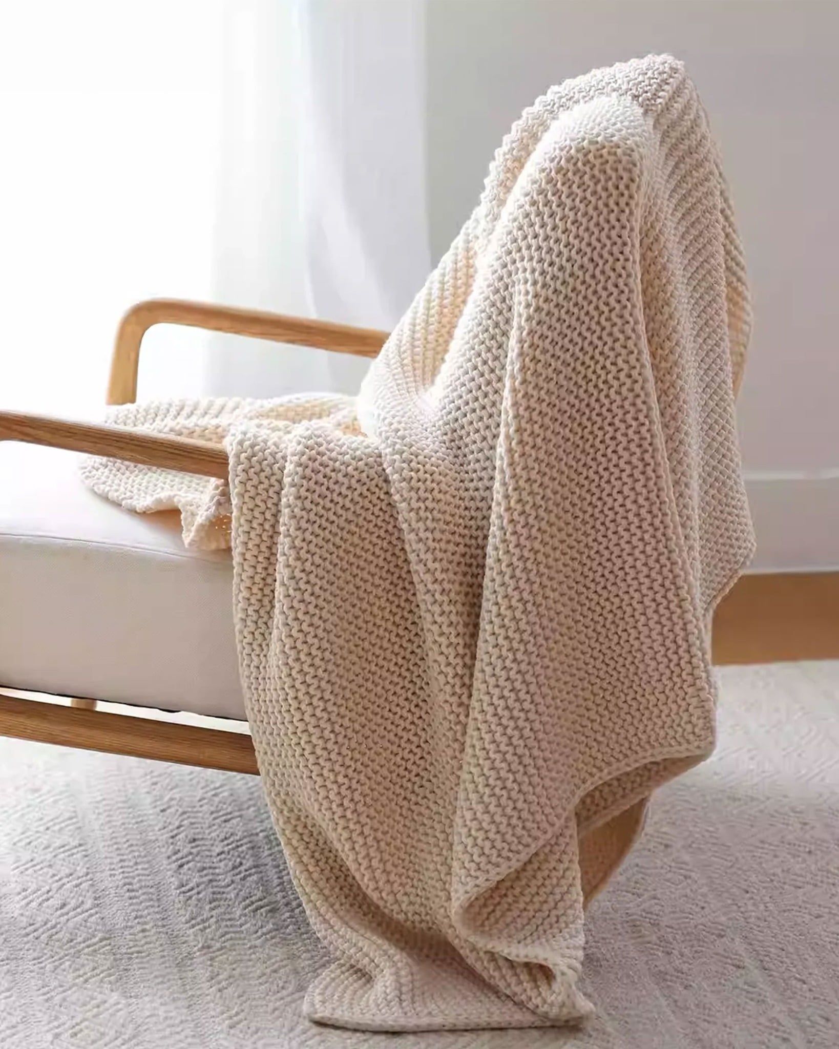  Weave Knit Throw - Off White 