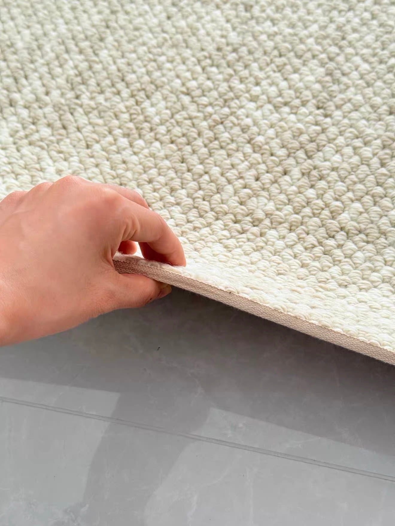  New Neutral Beige Wool Rug 