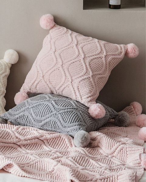  Chenille Knit Cushion - Pink 