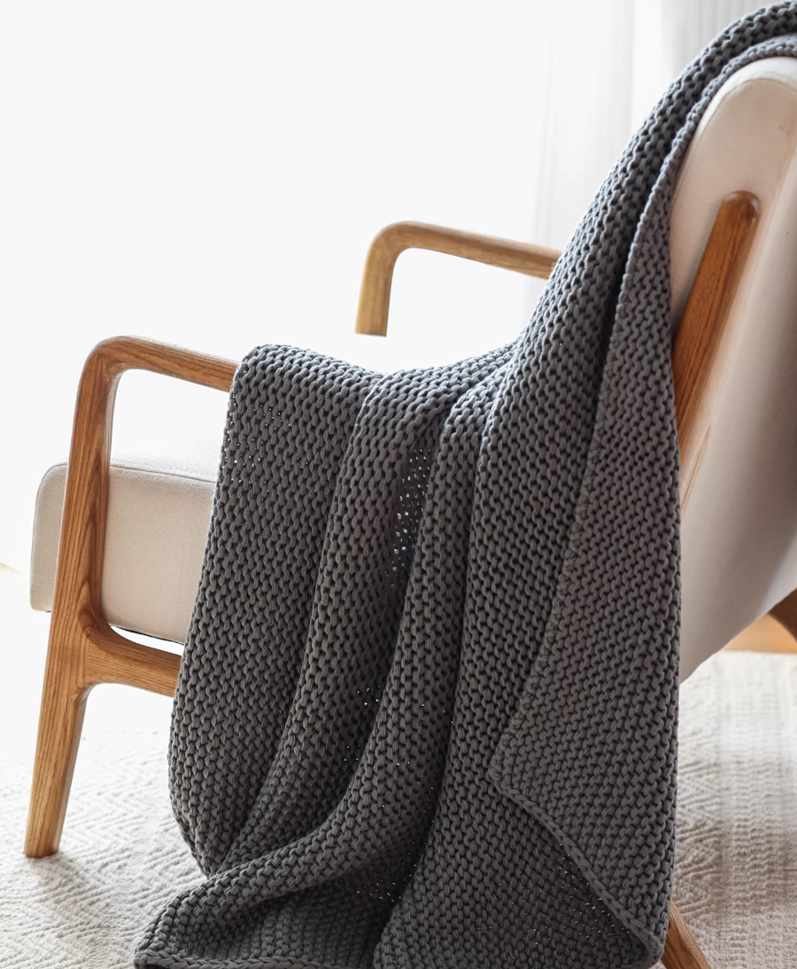  Weave Knit Throw - Grey 