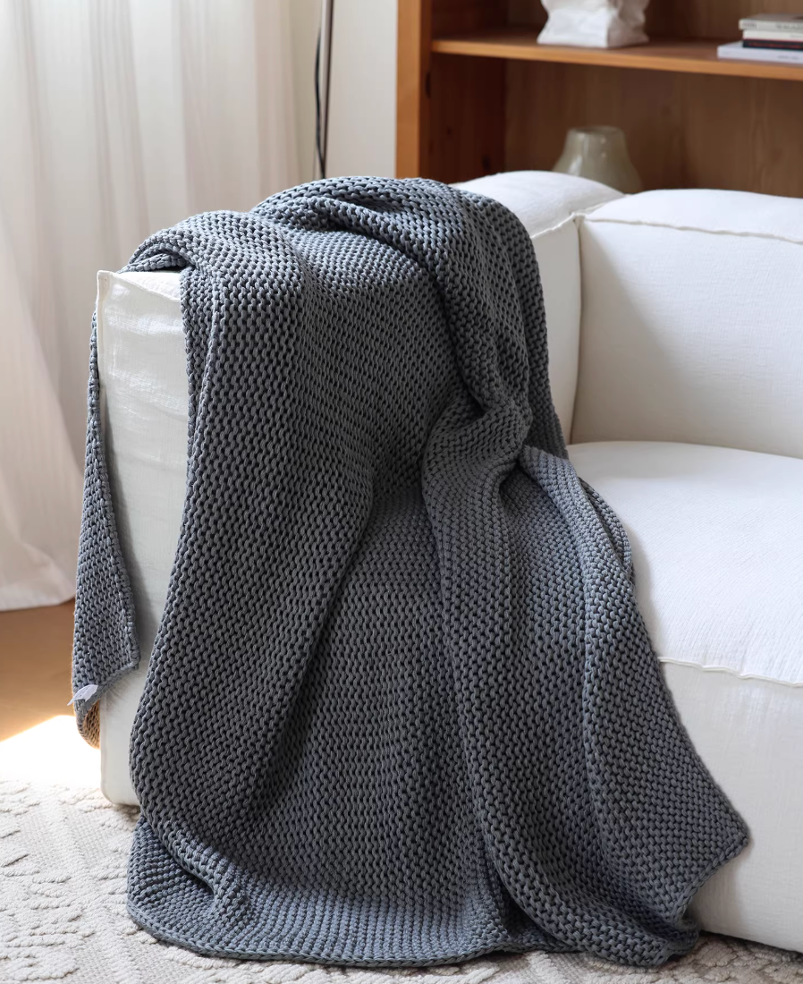  Weave Knit Throw - Grey 