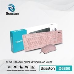 Combo bàn phím chuột Bosston D6800 Hồng