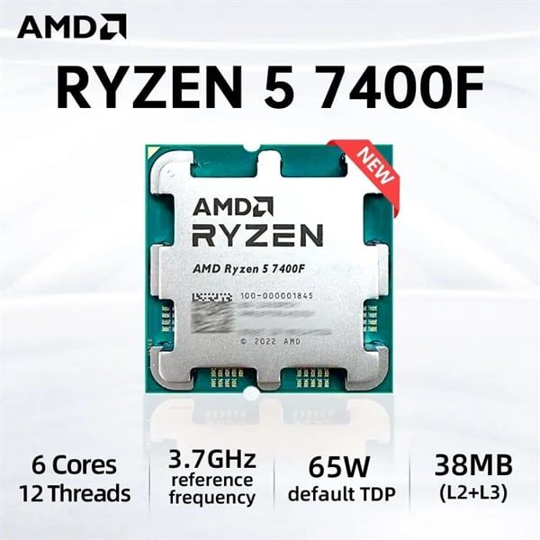 CPU AMD Ryzen 5 7400F / 3.7GHz Boost 4.7GHz / 6 nhân 12 luồng / 6MB / AM5 Tray