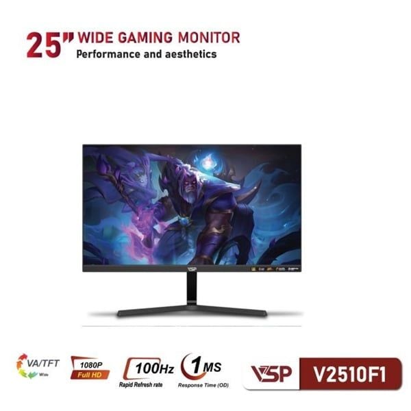 Màn hình VSP V2510F1 | 24.5 inch, Full HD, VA, 100Hz, 1ms, Đen