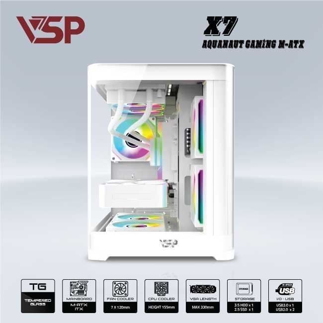 Case VSP X7 - WHITE (Bể cá KÍNH - ko fan)
