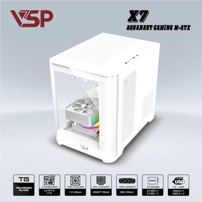 Case VSP X7 - WHITE (Bể cá KÍNH - ko fan)