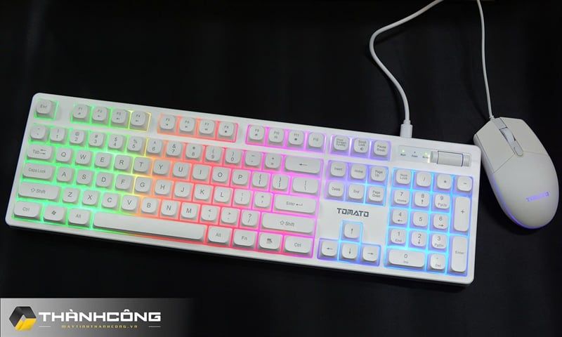 COMBO PHÍM CHUỘT TOMATO S120 RGB - Trắng