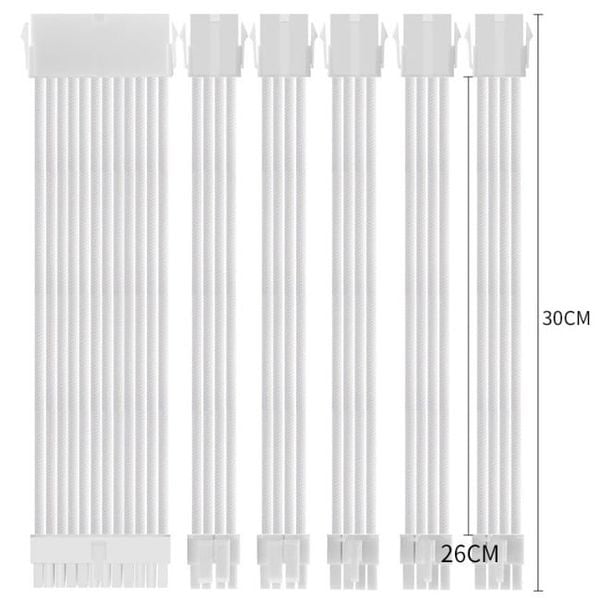 Dây Nguồn 8PIN Nối Dài Bọc Dù ColorFul MOD 18AWG - WHITE