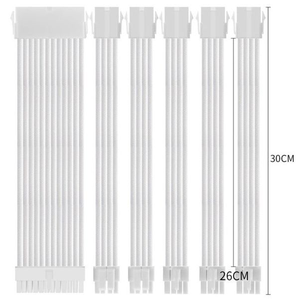 Dây Nguồn 24 PIN Nối Dài Bọc Dù ColorFul MOD 30cm 18AWG - WHITE