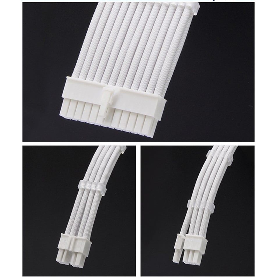 Dây Nguồn 8PIN Nối Dài Bọc Dù ColorFul MOD 18AWG - WHITE