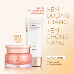 Bộ đôi Kem Dưỡng Trắng LANCI 50ml và Sữa chống nắng LANCI 50ml giúp dưỡng trắng và bảo vệ da