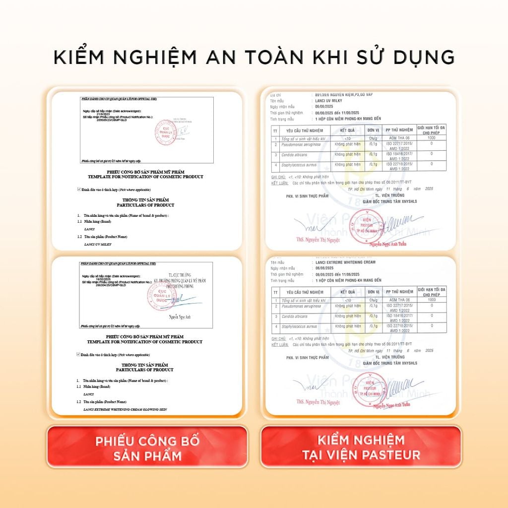 Bộ đôi Kem Dưỡng Trắng LANCI 50ml và Sữa chống nắng LANCI 50ml giúp dưỡng trắng và bảo vệ da