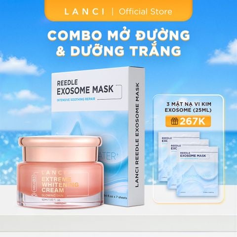 Bộ Đôi Dưỡng Trắng và Phục Hồi Da LANCI (Kem Dưỡng Trắng 50ml + Hộp Mặt Nạ Vi Kim Exosome)