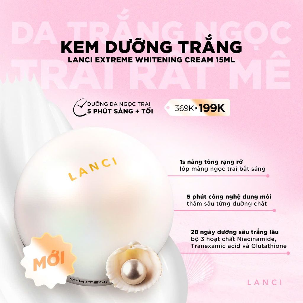 Kem Dưỡng Trắng da LANCI Bật Tông Trắng Mướt 15ml