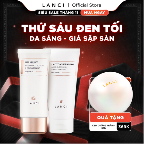 Bộ đôi Sáp tẩy trang 100ml và Sữa chống nắng 50ml LANCI combo làm sạch và chống nắng