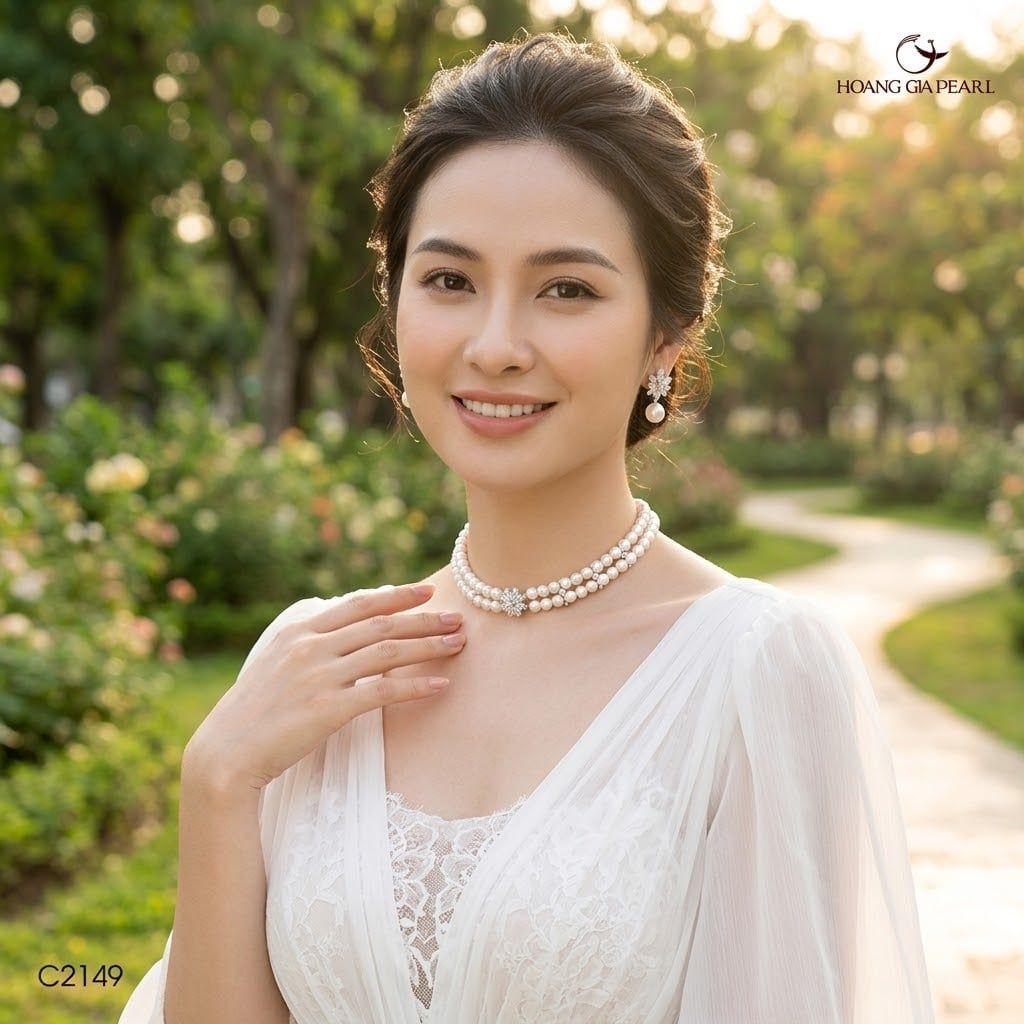 Chuỗi Trang Sức Ngọc Trai Elite Freshwater Trắng Hoàng Gia Pearl _ C2149