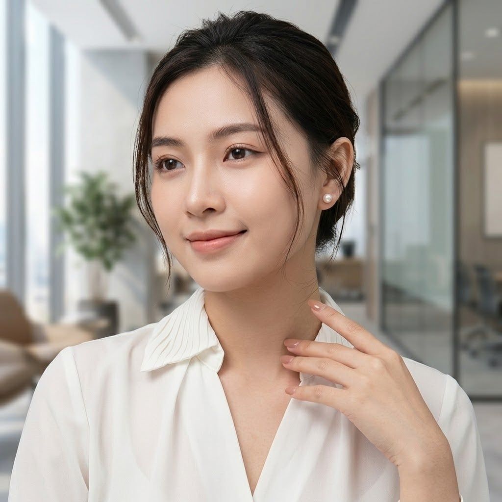 BÔNG TAI TRANG SỨC NGỌC TRAI THE MUSE FRESHWATER TRẮNG HOÀNG GIA PEARL _ E1001
