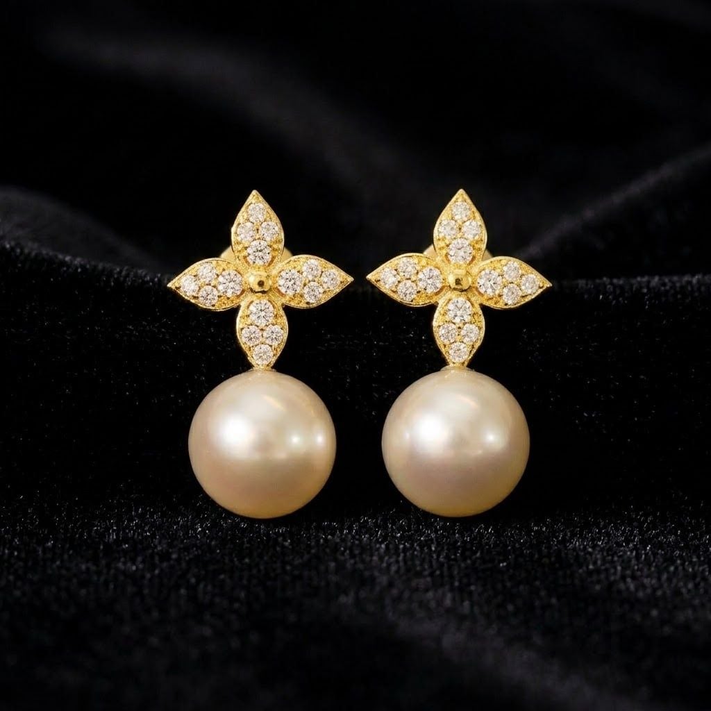 BỘ SƯU TẬP TRANG SỨC NGỌC TRAI ORCHIDS AKOYA VÀNG HOÀNG GIA PEARL_ E4228