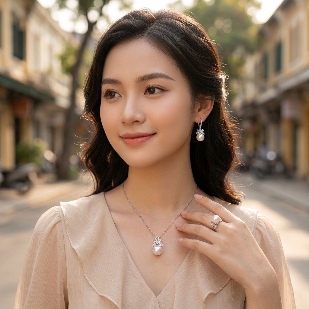 Bộ Sưu Tập Trang Sức Ngọc Trai Soul Freshwater Trắng Hoàng Gia Pearl _ S6162