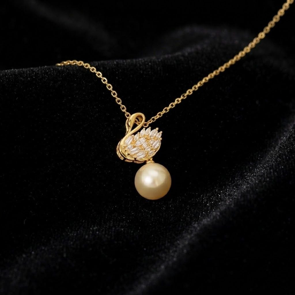 Dây Chuyền Trang Sức Ngọc Trai Swan Akoya Vàng Hoàng Gia Pearl _ P4218