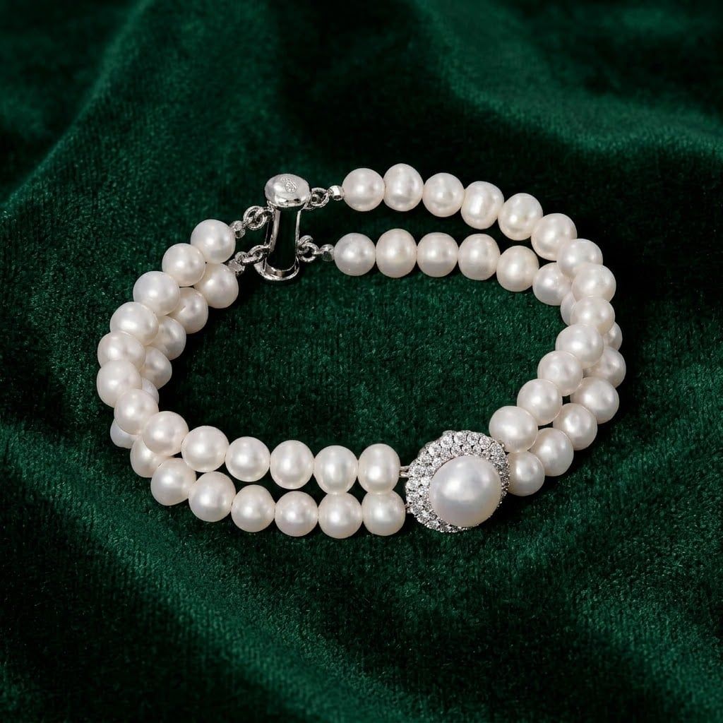Chuỗi tay Trang Sức Ngọc Trai Prime Freshwater Trắng Hoàng Gia Pearl _ B2164