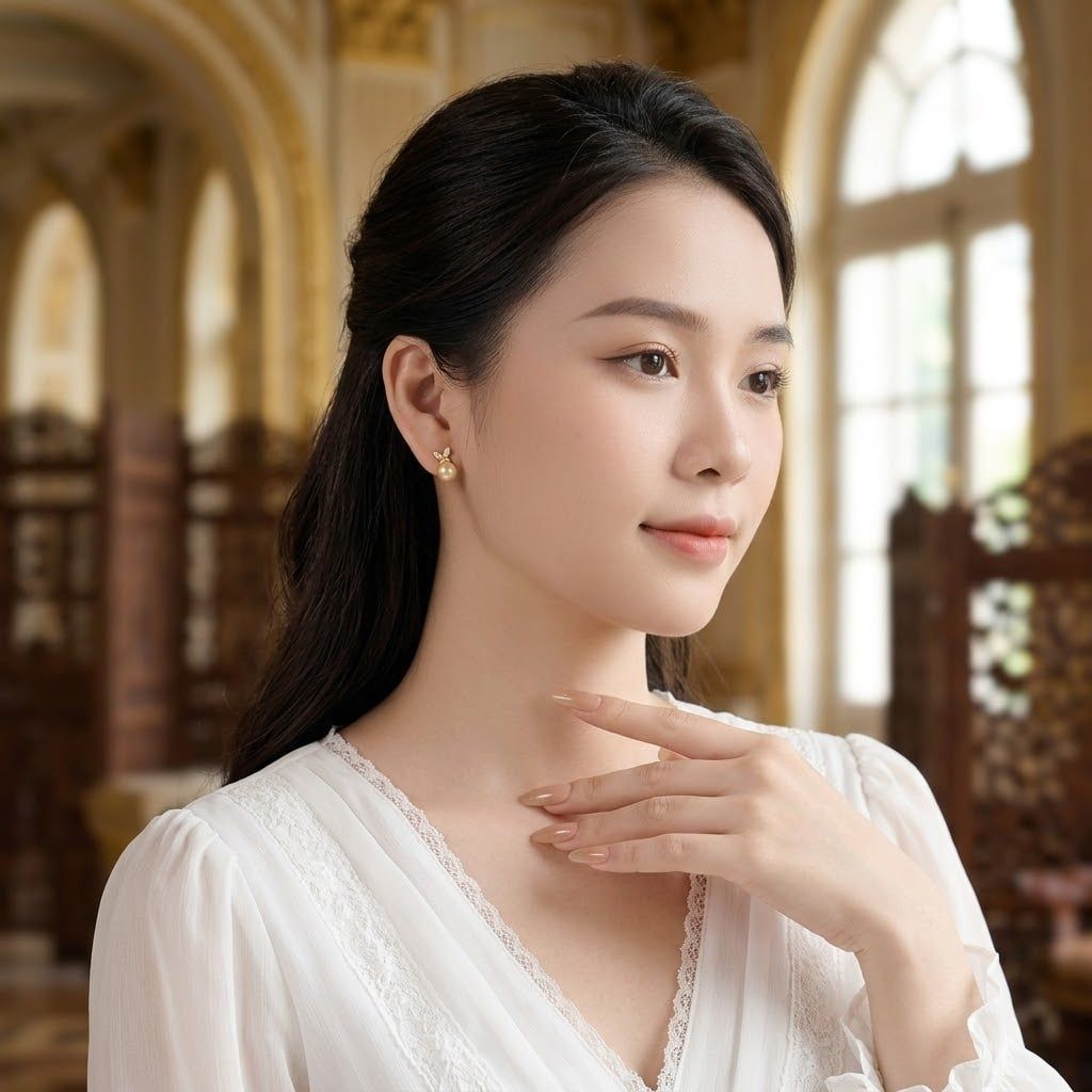 BỘ SƯU TẬP TRANG SỨC NGỌC TRAI ORCHIDS AKOYA VÀNG HOÀNG GIA PEARL_ E4228