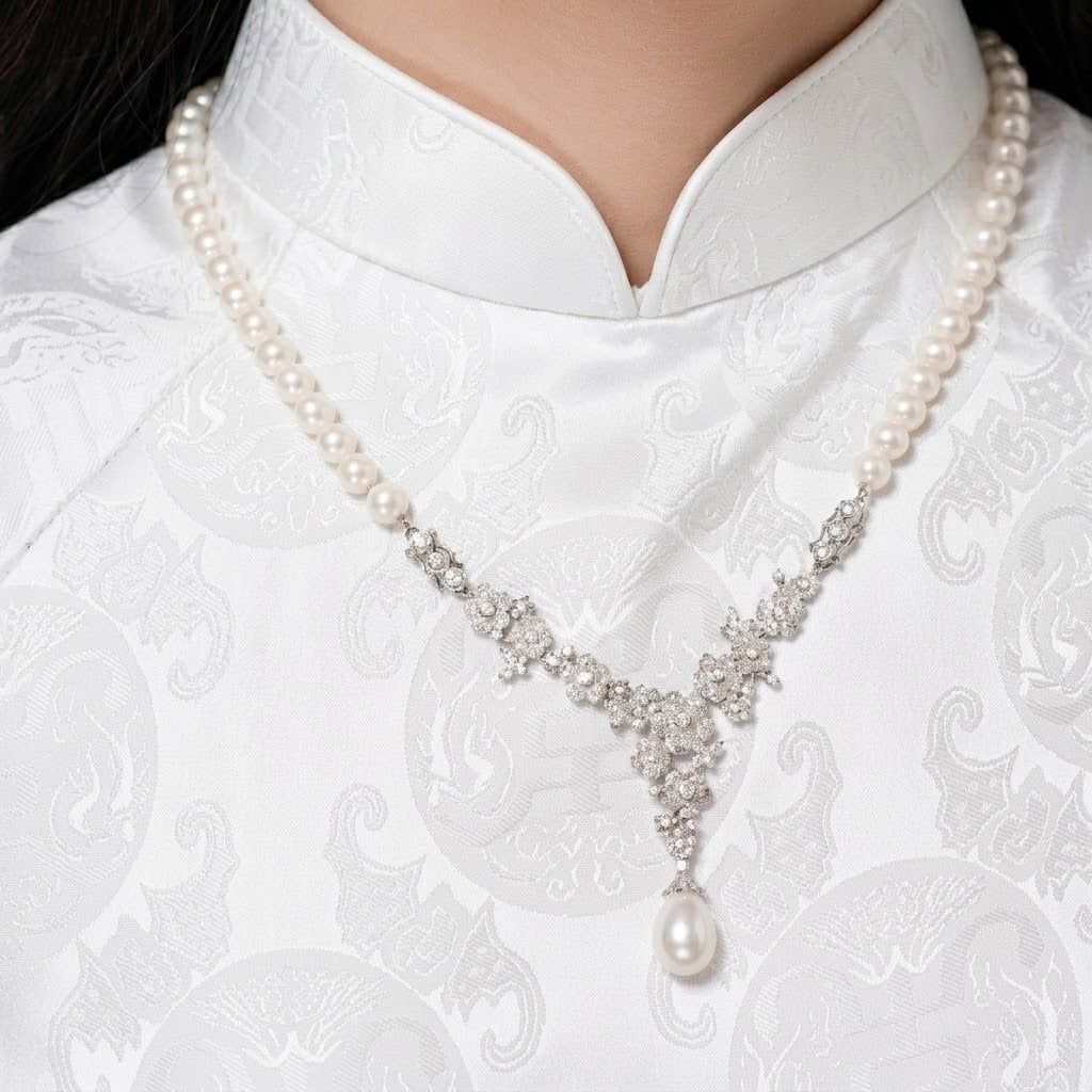 Bộ Sưu Tập Trang Sức Ngọc Trai Spring Freshwater Trắng Hoàng Gia Pearl _ C9223