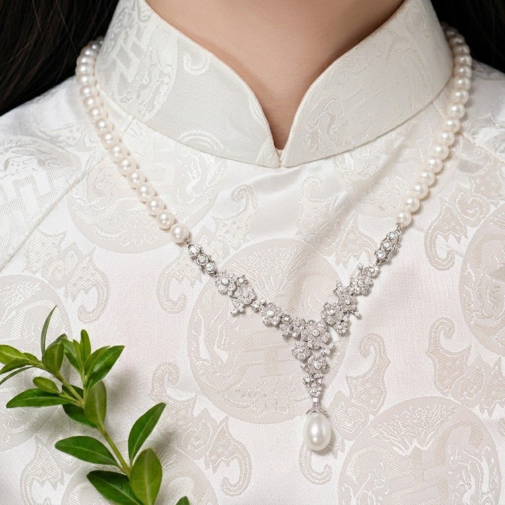 Bộ Sưu Tập Trang Sức Ngọc Trai Spring Freshwater Trắng Hoàng Gia Pearl _ C9223