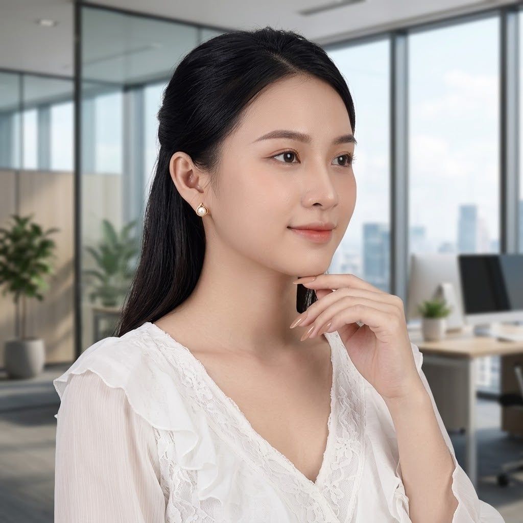 Bông Tai Trang Sức Ngọc Trai Majest Freshwater Trắng Hoàng Gia Pearl _ E5129
