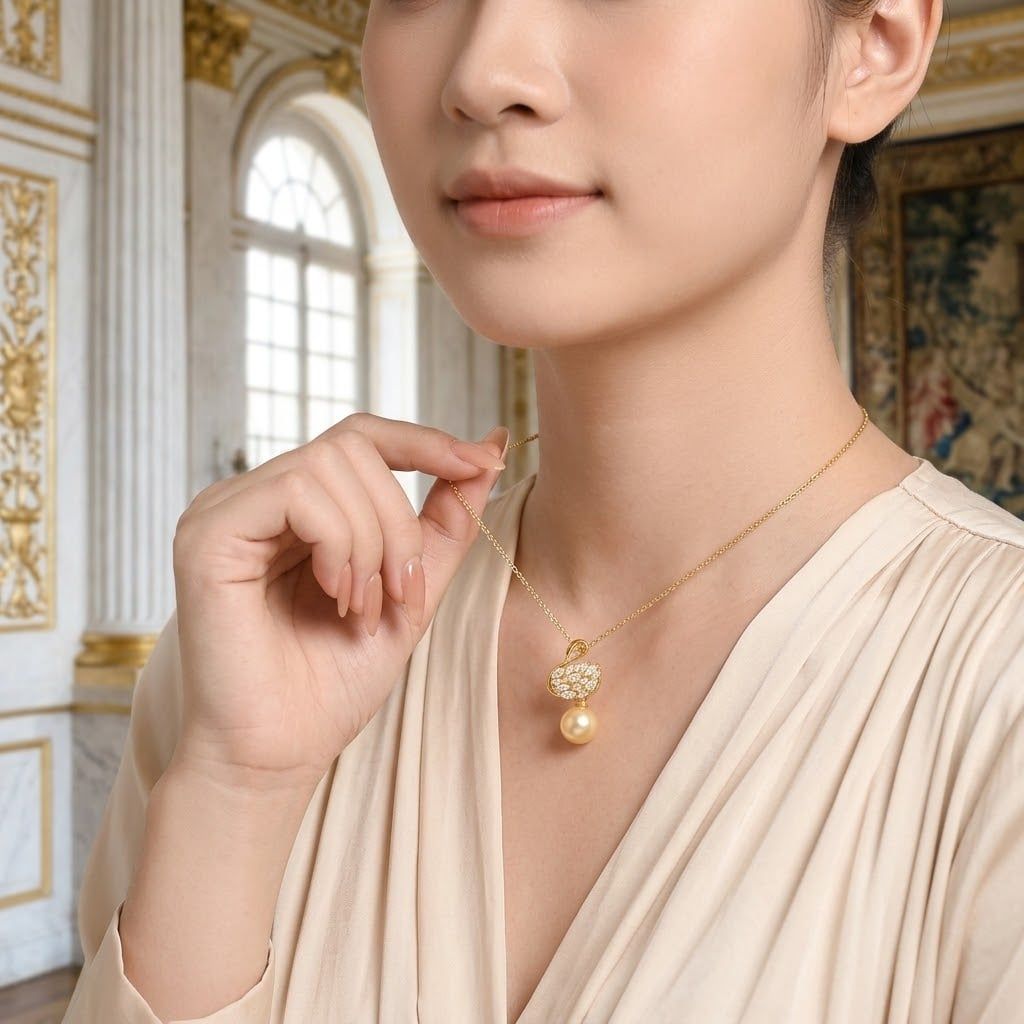 Dây Chuyền Trang Sức Ngọc Trai Swan Akoya Vàng Hoàng Gia Pearl _ P4218