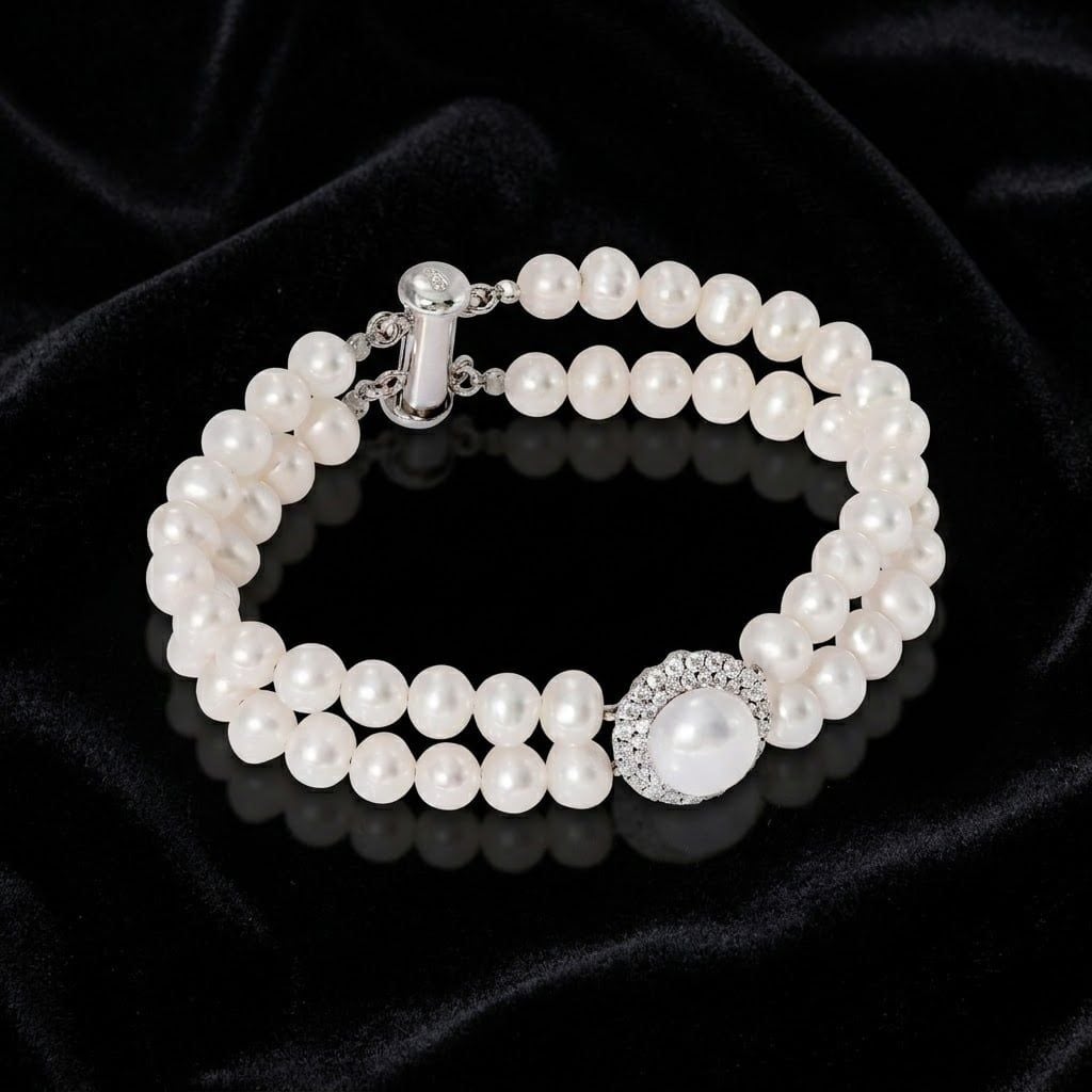 Chuỗi tay Trang Sức Ngọc Trai Prime Freshwater Trắng Hoàng Gia Pearl _ B2164