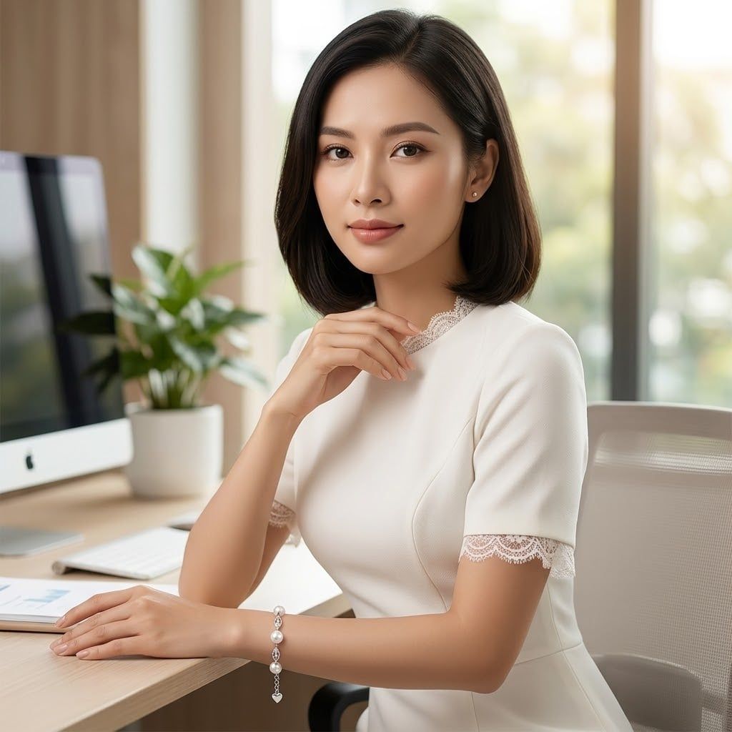 Lắc Tay Trang Sức Ngọc Trai Grand  Freshwater Trắng Hoàng Gia Pearl _ W6059