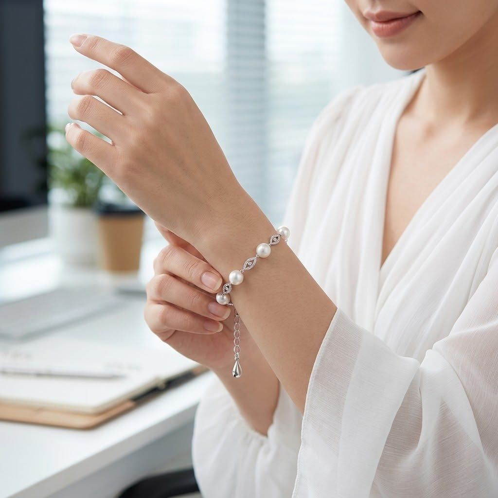 Lắc Tay Trang Sức Ngọc Trai Grand  Freshwater Trắng Hoàng Gia Pearl _ W6059