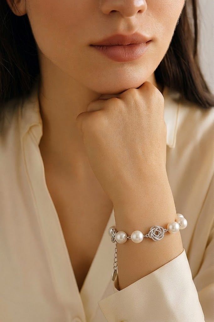 Lắc Tay Trang Sức Ngọc Trai Vogue Freshwater Trắng Hoàng Gia Pearl _W6214