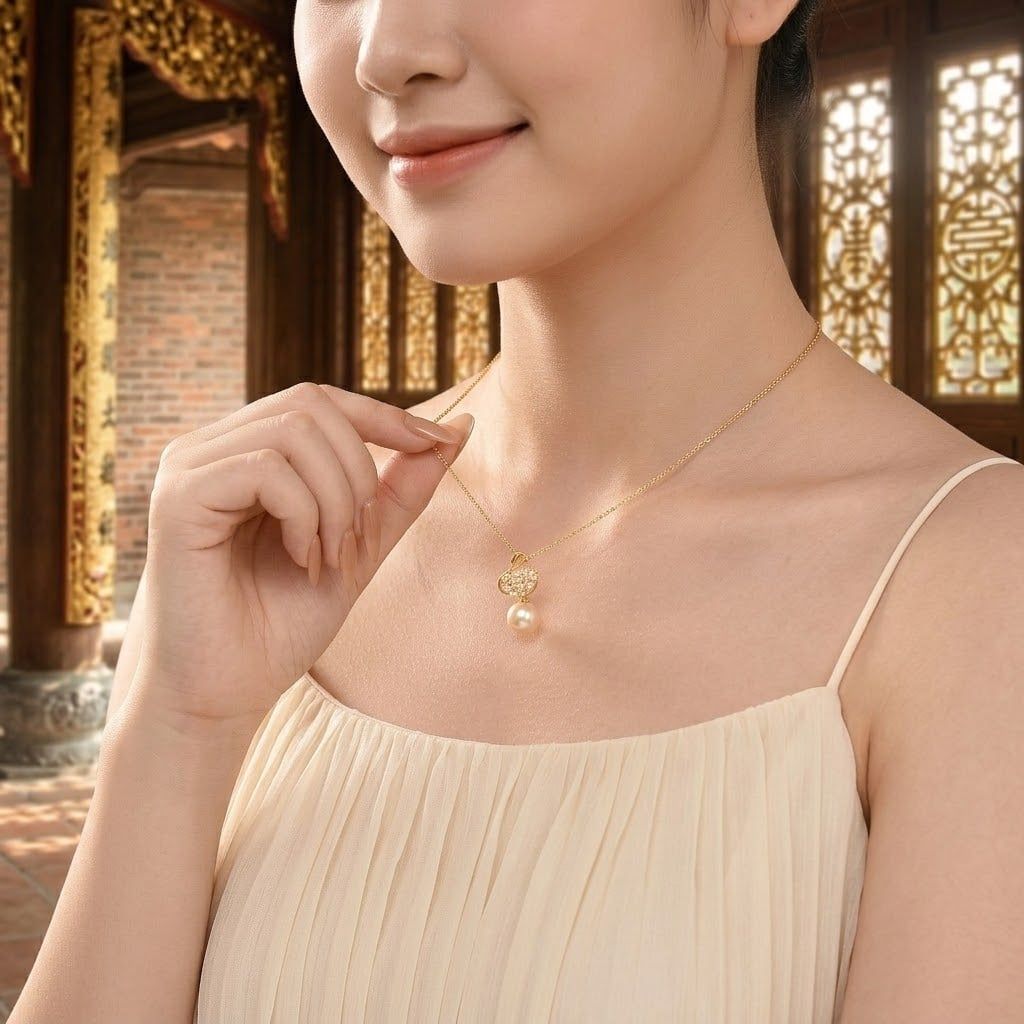 Dây Chuyền Trang Sức Ngọc Trai Swan Akoya Vàng Hoàng Gia Pearl _ P4218