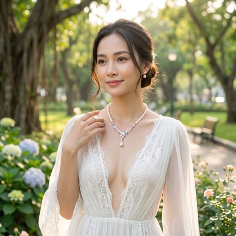 Bộ Sưu Tập Trang Sức Ngọc Trai Spring Freshwater Trắng Hoàng Gia Pearl _ C9223