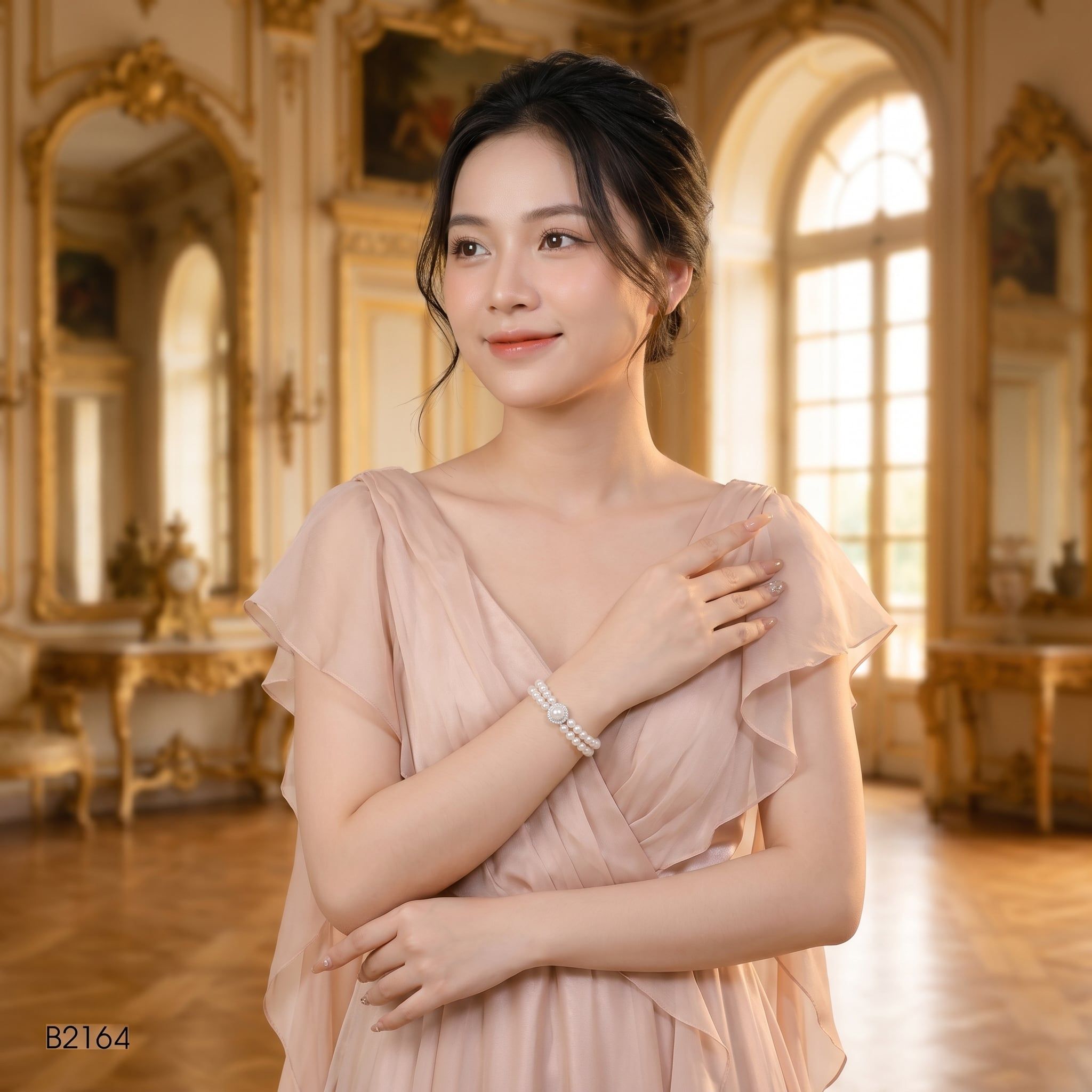 Chuỗi tay Trang Sức Ngọc Trai Prime Freshwater Trắng Hoàng Gia Pearl _ B2164