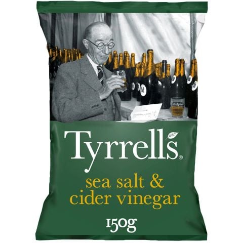 Khoai tây chiên vị muối biển và giấm táo hiệu Tyrrells 150g