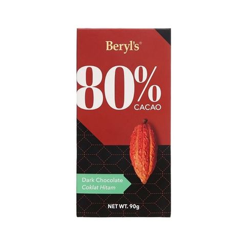Socola Beryls 90gr No Add Sugar Dark 80% Cacao