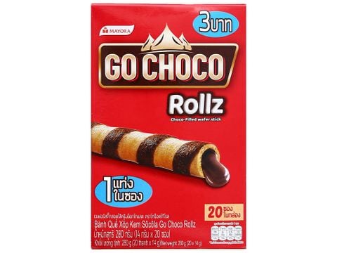 Bánh quế xốp kem socola Go Choco Rollz 280g