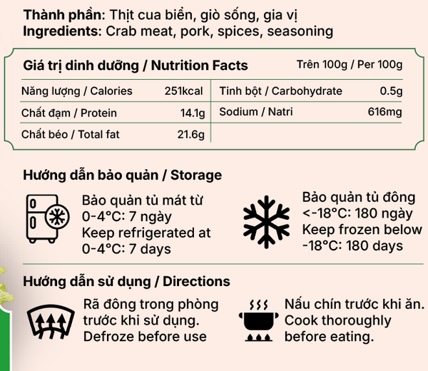 Chả cua tươi Bếp Cội 500g