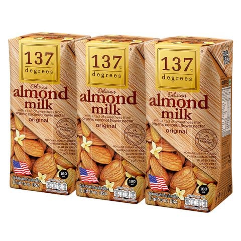 137 Degrees Sữa Hạnh Nhân Nguyên Chất 180ml (Lốc 3)