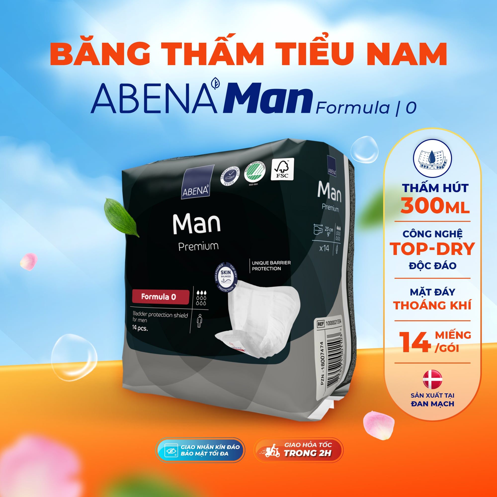  Băng thấm tiểu nam giới Abena Formula 0 - Nhập khẩu Đan Mạch (Gói 15 miếng) 