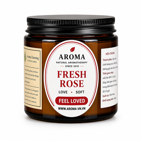Nến Thơm Fresh Rose 33H – Hương Hoa Hồng Tươi Mềm Mại Chuẩn EU Chỉ 189K Tại Aroma