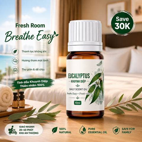 Eucalyptus Daily Scent Oil 10ml | Khuynh Diệp Việt Nam  Daily Scent Oil 100% Natural – Breathe Easy • Fresh • Pure | Aroma Since 2010