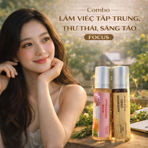 Combo Tinh Dầu Tập Trung Làm Việc – Hương Thảo, Sả Gừng, Bạc Hà – Giải Pháp Giảm Mệt Mỏi